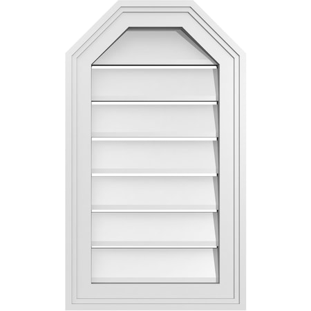 Octagonal Top Surface Mount PVC Gable Vent W/ 2W X 1-1/2P Brickmould Frame, 14W X 24H